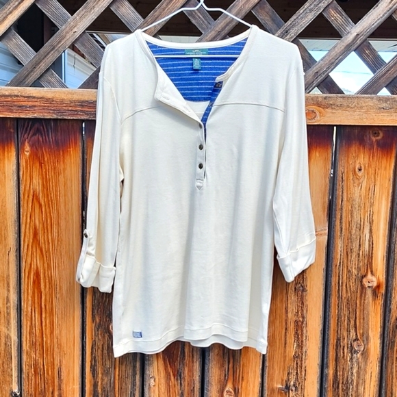 ⭐️LRL Ralph Lauren Cream 3/4 Sleeve Top - Picture 1 of 8